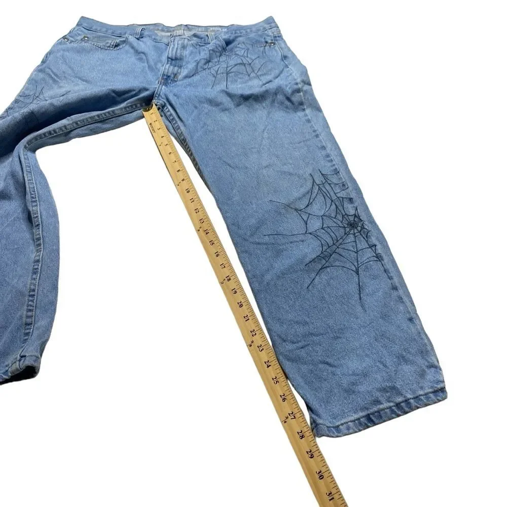 Custom Punk Emo Grunge Spiderweb Denim Jeans Sz 30x30 PLEASE READ DETAILS